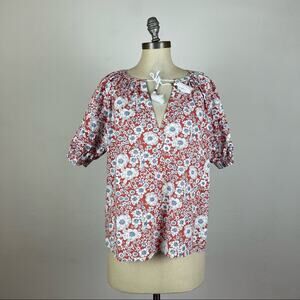 Sundays Floral Tie Front Peasant Blouse